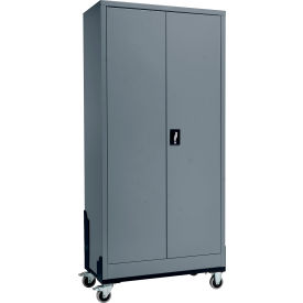 Global Industrial Mobile EZ Assemble Storage Cabinet 36"W x 18"D x 72"H Gray Assembled 