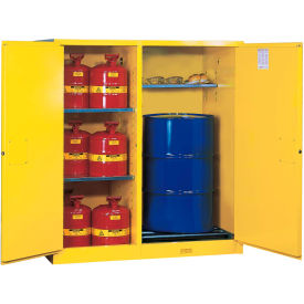 Justrite Safety Group 899260 Justrite® Drum Cabinet 110 Gal. Capacity Vertical Manual Close Flammable W/ Drum Rollers image.