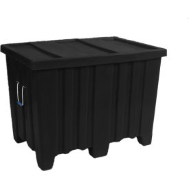 Forkliftable Plastic Bulk Shipping Container w/ Lid 45"L x 30"W x 33"H 650 lb Capacity Black 