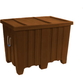 Forkliftable Plastic Bulk Shipping Container w/ Lid 45"L x 30"W x 33"H 650 lb Capacity Brown 