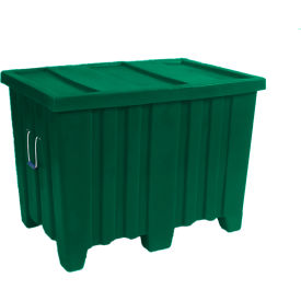Forkliftable Plastic Bulk Shipping Container w/ Lid 45"L x 30"W x 33"H 650 lb Capacity Green 