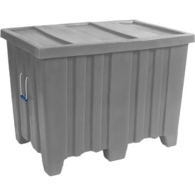 Forkliftable Plastic Bulk Shipping Container w/ Lid 45"L x 30"W x 33"H 650 lb. Capacity Gray 