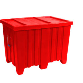 Forkliftable Plastic Bulk Shipping Container w/ Lid 45"L x 30"W x 33"H 650 lb. Capacity Red 
