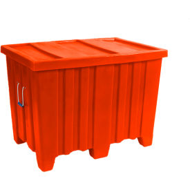 Forkliftable Plastic Bulk Shipping Container w/ Lid 45"L x 30"W x 33"H 650 lb. Capacity Orange 