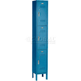 Global Industrial 238233BL Global Industrial™ Paramount® 3-Tier 3 Door Locker, 12"W x 15"D x 78"H, Blue, Assembled image.