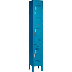 Global Industrial 238230BLDL Global Industrial™ 3-Tier 3 Door Digital Locker, 12"W x 15"D x 78"H, Blue, Assembled image.