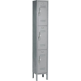 Global Industrial 238230GYDL Global Industrial™ 3-Tier 3 Door Digital Locker, 12"W x 15"D x 78"H, Gray, Assembled image.