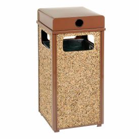 Global Industrial 238241BN Global Industrial™ Stone Panel Trash Weather Urn, Brown, 24 Gallon, 17-1/2" Square x 36"H image.
