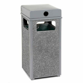 Global Industrial 238241GY Global Industrial™ Stone Panel Trash Weather Urn, Gray, 24 Gallon, 17-1/2" Square x 36"H image.