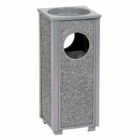 Global Industrial 238242GY Global Industrial™ Stone Panel Trash Sand Urn, Gray, 2-1/2 Gallon, 10-1/4" Square x 24"H image.