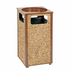 Global Industrial 238243BN Global Industrial™ Stone Panel Trash Sand Urn, Brown, 24 Gallon, 17-1/2" Square x 32"H image.