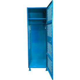 Global Industrial™ 1 Door Security Gear Locker w/ Legs 24"W x 18"D x 76"H Blue All-Welded