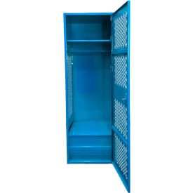 Global Industrial™ 1 Door Security Gear Locker w/ Footlocker 24"Wx18"Dx72"H Blue All-Welded
