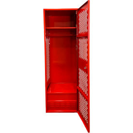 Global Industrial™ 1 Door Security Gear Locker w/ Footlocker 24"Wx18"Dx72"H Red All-Welded