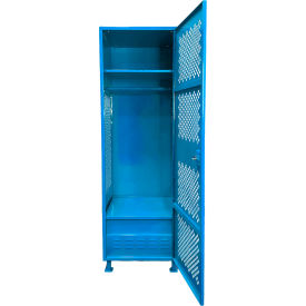 Global Industrial™ 1 Door Security Locker w/Footlocker & Legs 24"Wx18"Dx76"H Blue All-Welded