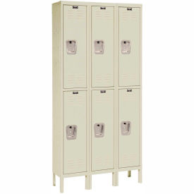 Hallowell U3226-2PT Hallowell® 2-Tier 6 Door Premium Locker, 36"W x 12"D x 66"H, Tan, Unassembled image.