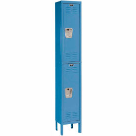 Hallowell U1258-2A-MB Hallowell® 2-Tier 2 Door Premium Locker, 12"W x 15"D x 78"H, Blue, Assembled image.