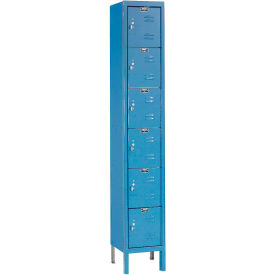 Hallowell U1228-6A-MB Hallowell® 6-Tier 6 Door Premium Locker, 12"W x 12"D x 78"H, Blue, Assembled image.