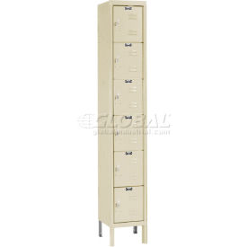 Hallowell U1288-6A-PT Hallowell® 6-Tier 6 Door Premium Locker, 12"W x 18"D x 78"H, Tan, Assembled image.