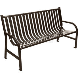 5 Feet Slatted Metal Bench - Brown 