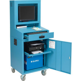 Global Industrial 239115PBL Global Industrial™ Mobile Powered LCD Computer Cabinet, 100AH Battery, Blue, Unassembled image.