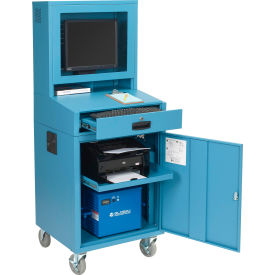 Global Industrial 239115PBL40 Global Industrial™ Mobile Powered LCD Computer Cabinet, 40AH Battery, Blue, Unassembled image.
