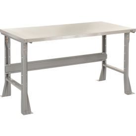 Global Industrial 239121 Global Industrial™ Flared Leg Workbench w/ Stainless Steel Square Edge Top, 48"W x 30"D, Gray image.