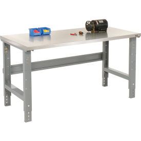 Global Industrial 239124 Global Industrial™ 48x30 Adj. Height Workbench C-Channel Leg - Stainless Steel Square Edge Gray image.