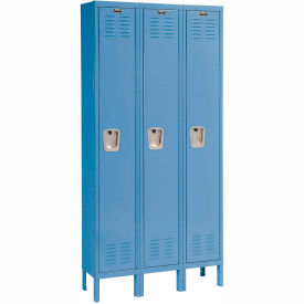 Hallowell U3258-1A-MB Hallowell® 1-Tier 3 Door Premium Locker, 36"W x 15"D x 78"H, Blue, Assembled image.