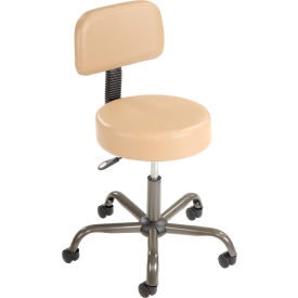 Global Industrial 240160ABG Interion® Antimicrobial Vinyl Medical Stool with Backrest, Beige image.