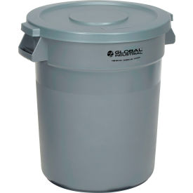 Global Industrial 240456GYCL Global Industrial™ Plastic Trash Can with Lid - 10 Gallon Gray image.