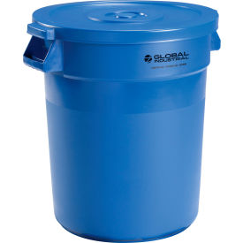 Global Industrial 240458BLCL Global Industrial™ Plastic Trash Can with Lid - 20 Gallon Blue image.