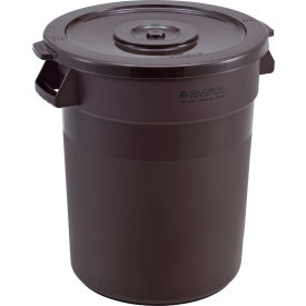 Global Industrial 240458BNCL Global Industrial™ Plastic Trash Can with Lid - 20 Gallon Brown image.