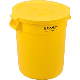 Global Industrial 240458YLCL Global Industrial™ Plastic Trash Can with Lid - 20 Gallon Yellow image.