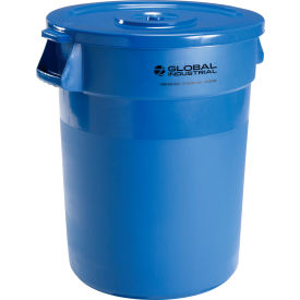 Global Industrial 240460BLCL Global Industrial™ Plastic Trash Can with Lid - 32 Gallon Blue image.