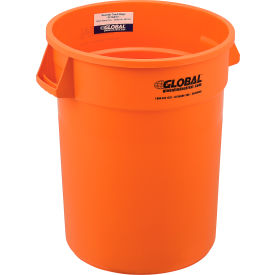 Global Industrial 240460BOR Global Industrial™ Plastic Trash Can - 32 Gallon Bright Orange image.