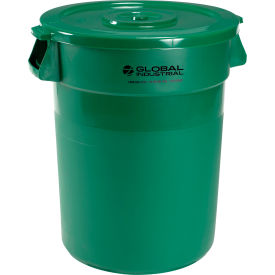 Global Industrial 240460GNCL Global Industrial™ Plastic Trash Can with Lid - 32 Gallon Green image.