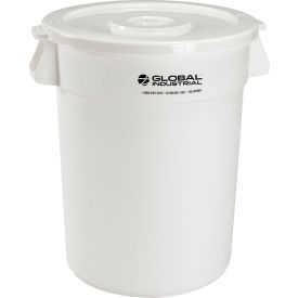 Global Industrial 240460WHCL Global Industrial™ Plastic Trash Can with Lid - 32 Gallon White image.