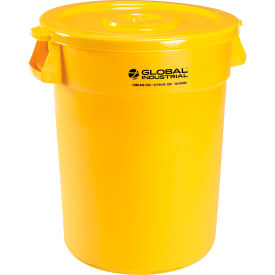 Global Industrial 240460YLCL Global Industrial™ Plastic Trash Can with Lid - 32 Gallon Yellow image.