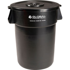 Global Industrial 240462BKCL Global Industrial™ Plastic Trash Can with Lid - 44 Gallon Black image.