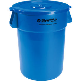 Global Industrial 240462BLCL Global Industrial™ Plastic Trash Can with Lid - 44 Gallon Blue image.