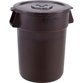 Global Industrial 240462BNCL Global Industrial™ Plastic Trash Can with Lid - 44 Gallon Brown image.