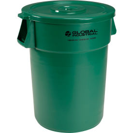 Global Industrial 240462GNCL Global Industrial™ Plastic Trash Can with Lid - 44 Gallon Green image.