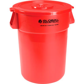 Global Industrial 240462RDCL Global Industrial™ Plastic Trash Can with Lid - 44 Gallon Red image.
