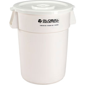Global Industrial 240462WHCL Global Industrial™ Plastic Trash Can with Lid - 44 Gallon White image.