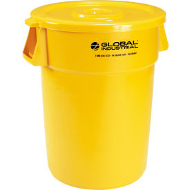 Global Industrial 240462YLCL Global Industrial™ Plastic Trash Can with Lid - 44 Gallon Yellow image.