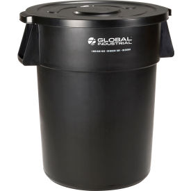 Global Industrial 240464BKCL Global Industrial™ Plastic Trash Can with Lid - 55 Gallon Black image.