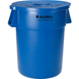 Global Industrial 240464BLCL Global Industrial™ Plastic Trash Can with Lid - 55 Gallon Blue image.
