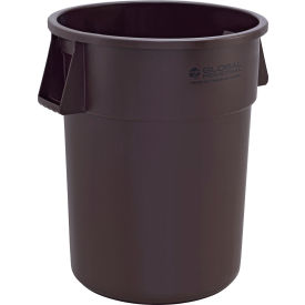 Global Industrial 240464BN Global Industrial™ Plastic Trash Can, Brown, 55 Gallon image.