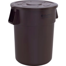 Global Industrial 240464BNCL Global Industrial™ Plastic Trash Can with Lid - 55 Gallon Brown image.